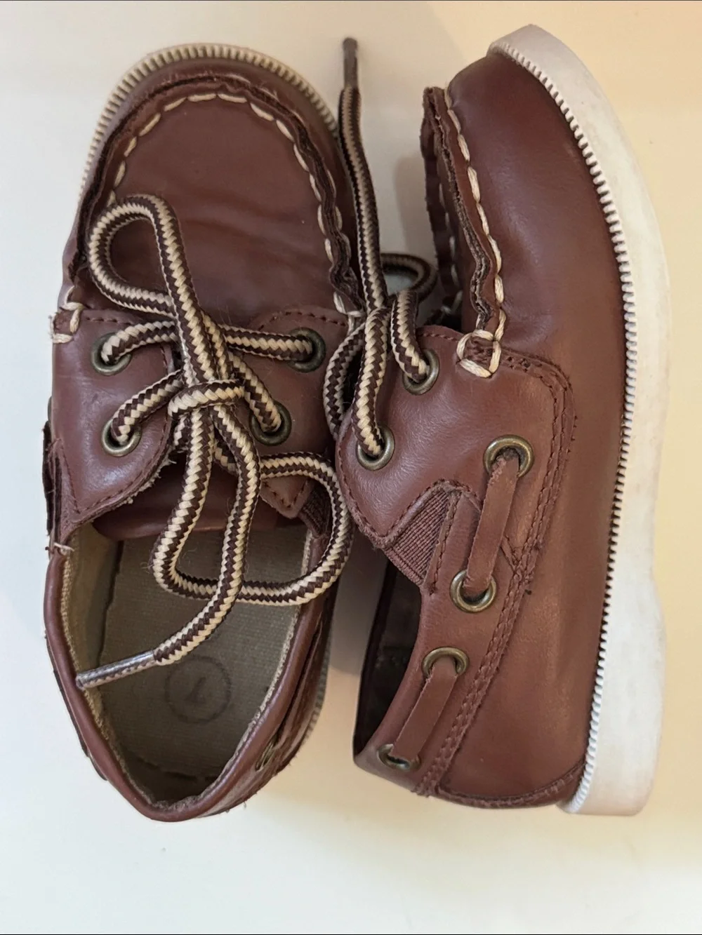 Cherokee Kids Brown Moccasin Boat Shoes with Contrast Laces
